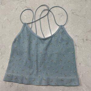 Forever 21 XS pastel blue floral crop top